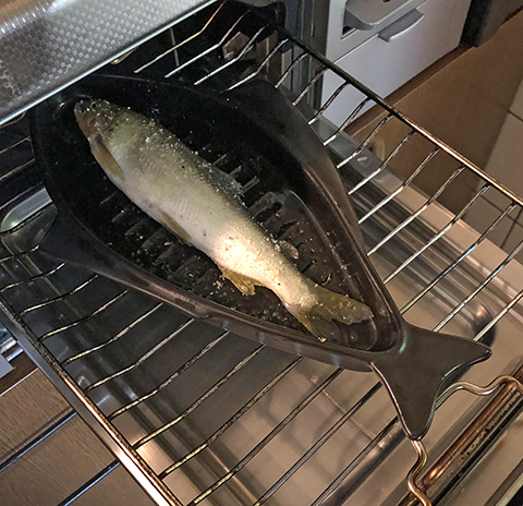 佐治陶器　魚焼きグリルプレート　FISH GRILLER　萬古焼