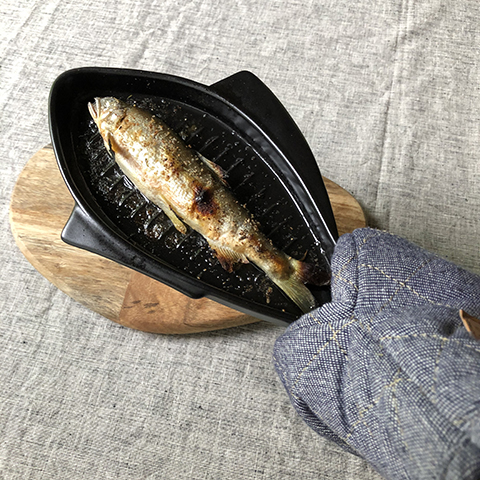 佐治陶器　魚焼きグリルプレート　FISH GRILLER　萬古焼