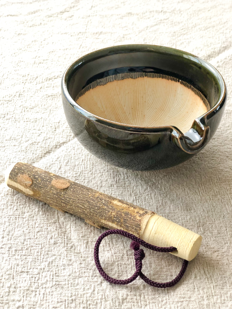 佐治陶器 陶器の片口擂り小鉢とすりこぎ