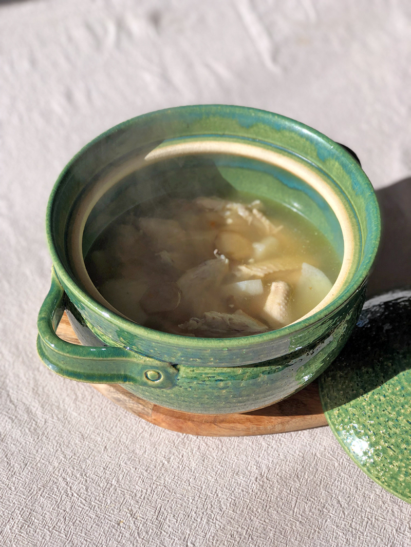 佐治陶器 伊賀焼 ごはん鍋 ５合炊き 緑彩 薬膳スープ