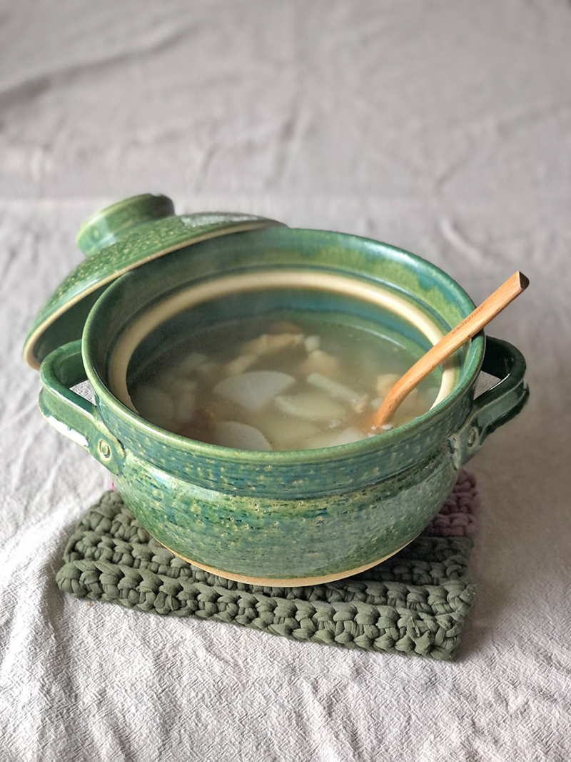 佐治陶器 伊賀焼 ごはん鍋 ５合炊き 緑彩 スープ